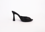 Black high-heeled shoe on a white background